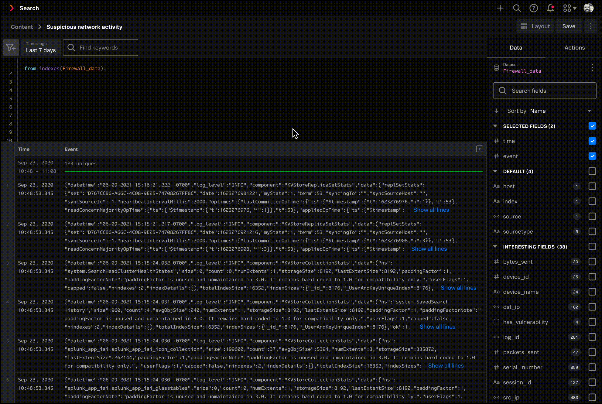 "Show all lines" button